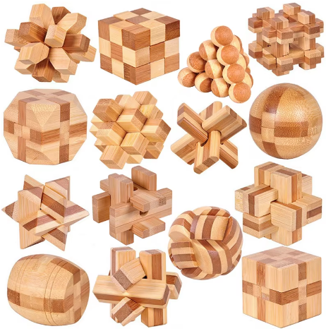 Small Lu Ban Lock IQ Brain Teaser Educational Toy for Kids Children Wooden Kong Ming Unlock Toys Adult Montessori 3D Puzzle Game